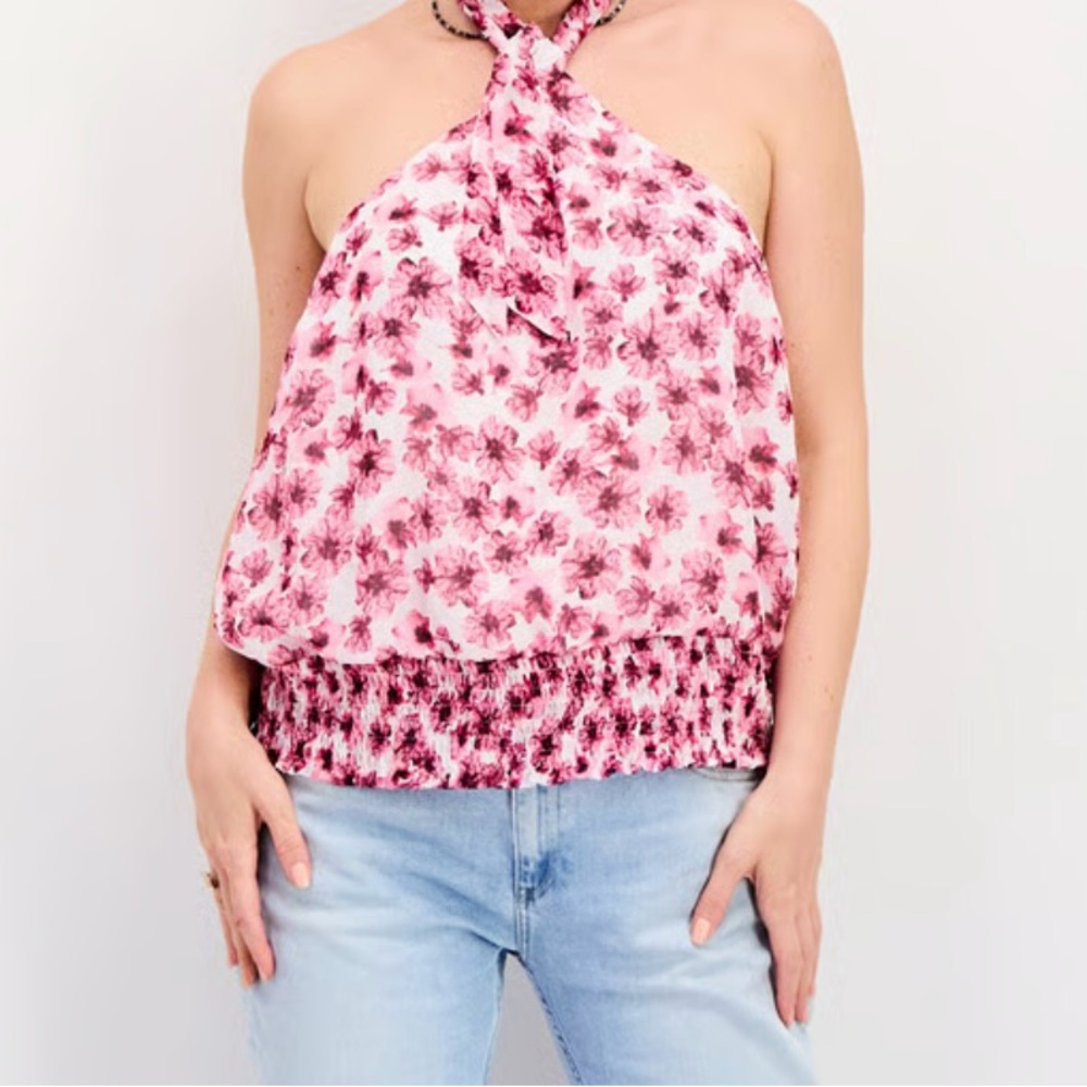 INC International Concepts Pink Floral Halter Top